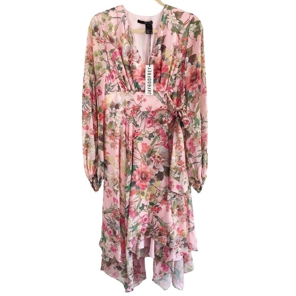 JayGodfrey Midi Dress Multicolored Floral Wrap - Picture 1 of 13